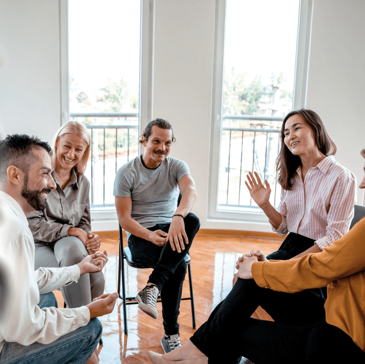 People participating in group therapy.